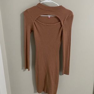Tan long sleeve knit dress